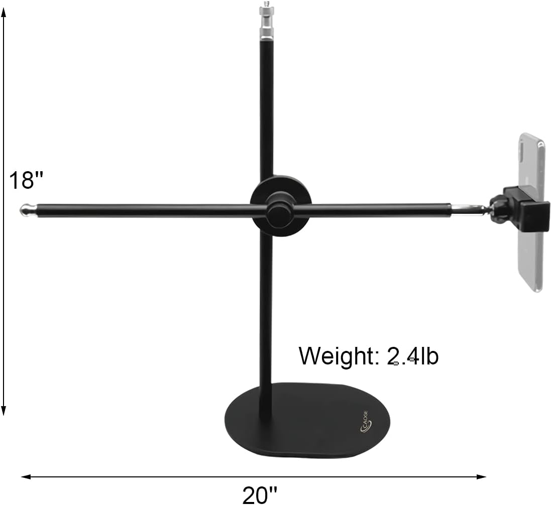 Overhead Phone Stand, Live Stand,Adjustable Tabletop Monopod Stand, Phone Holder Mount 360° Rotation, Long Arm Bracket for Filming, Tiktok,Crafting, Baking, Drawings, Recording and Cooking (L) : Cell Phones & Accessories