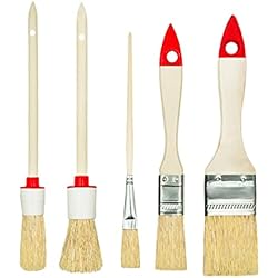 Uniformes Para Talleres Mecanicos M7 Set de 5 Pinceles 3 Planos 2 Redondos 0´´ 3/4´´ 15´´ 2´´ 4´´ Serie 03 para Pintar Trabajos con Pinturas y Barnices Cobertura Uniforme Cerdas Naturales