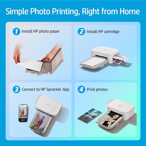 HP Sprocket Studio Plus 4x6 Wireless Instant Photo Printer, 10 Sheets + Cartridge, Wi-Fi, Premium Dye Sublimation, Compact Home Use, Prints Vibrant Color Pictures, Editing App for Creative Photos
