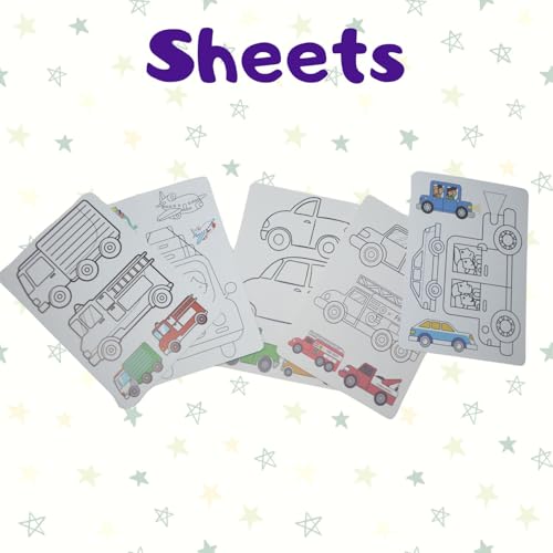 Image of Crackles Birthday Return Gifts For Kids Party - Coloring Stationery Sheets For Kids 3 4 5 6 7 Birthday Return Gifts For Girls, Boys - Coloring Drawing Painting stationery Kit - Mix Prints - Pack of 10