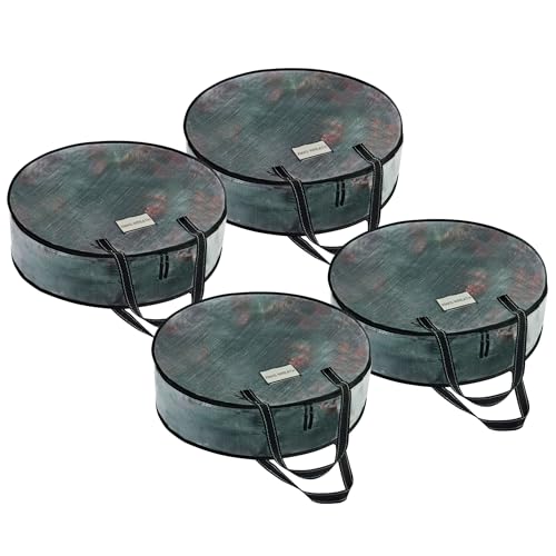 Image of VENO 4 Pack Summer Wreath Storage Container, 36 Inch Clear Wreath Bag, Spring, Christmas Garland Decoration Organizers with Zipper and Durable Handles (Clear, 36 inch-4 Pack)