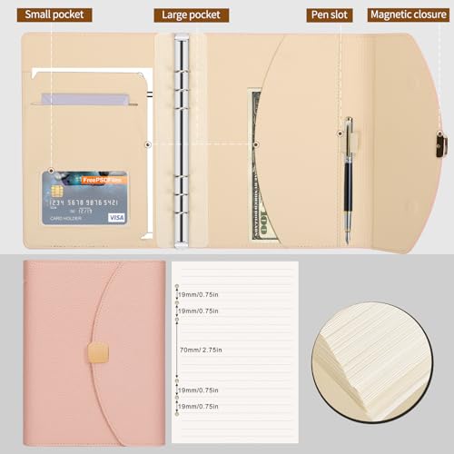 during Caderno de fichário A5 de couro PU, agenda de 6 anéis, com folhas soltas forradas recarregáve
