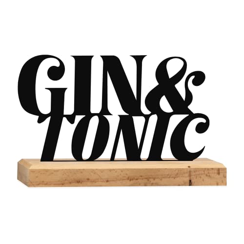 Rerum & Consilium Gin & Tonic - Letrero de madera y metal | 20 x 11 cm | Decoración de bar de alta calidad | Gin Tonic | Gin Tonic Cover