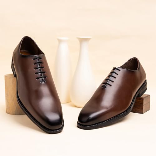 Image of LOUIS STITCH Formal Shoes for Men | Handmade Lace-Up Derby Formal Shoes | Dual Tone Patina Finish | Breathable Lining | Office, Party LSSXWC