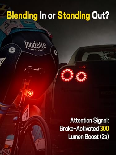 Esaytool Variable Brightness Bike Tail Light, Brake Sensing Bicycle Rear Light, 800 mAh USB-C Rechargeable, 4 Lighting Modes, IPX6 Waterproof, Auto On/Off, Seatpost Mount Taillight - image 3