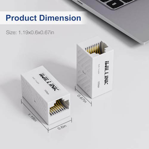 Image of iwillink RJ45 Coupler Ethernet Connector, Female to Female, 50 Pack, White