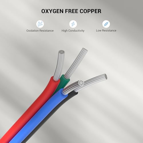 Image of PAUTIX 65.6ft /20M Extension Cable Wire Cord,22AWG 4-pin Wire Cord for RGB COB LED Strip Lights,3528 /5050 Tape Light,5V 12V 24V Low Voltage Extension,Copper Clad Aluminum Copper Wire