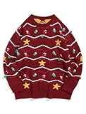 ZAFUL Women Men Ugly Christmas Pullover Sweaters Couple Crew Neck Long Sleeve Knit Xmas Holiday Jumper (M-Xmas Lights,M)