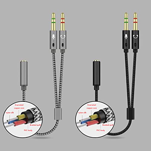 Cable divisor de audio 3.5mm micrófono para computadora miniatura 2