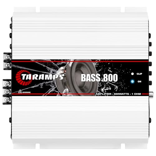 Taramp's Bass 800 1 Ohm Monoblock Amplifier 800 Watts Rms 1 Channel, 14.4VDC Out Power Full Range, Great for Sub/Bass - RCA/High Level Input, Car Audio