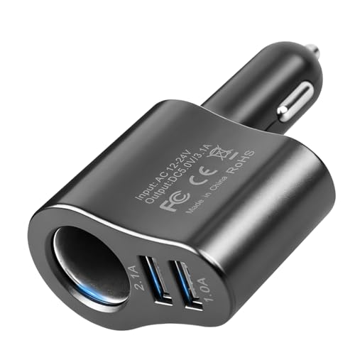 3 in 1 Adapter Auto Zigarettenanzünder USB Verteiler 120W KFZ Ladegerät, 12V/24V Car Charger mit Dual USB Port Schnellladegerät Adapter für 16 15 14 13 12 11 S25 S24 GPS Dash Kamera