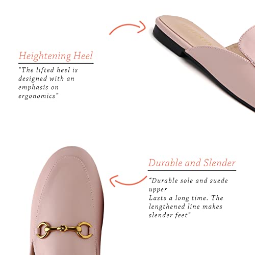 Image of Minorsu Buckle Mules for Women Flats Loafers Shoes for Work Office Business | Slip on,Round Toe,Backless,Slides, Casual