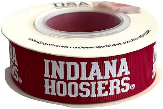 7/8" Indiana Grosgrain Decorative Ribbon, Licensed By USA Licensed Bows - Officially Licensed - 10 Yards (30 Feet)