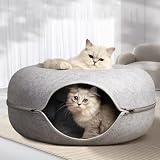 猫ドーナツ 猫用ベッド ドーム キャットドーナツ 猫トンネル キャットトンネル 60×28cm (ライトグレー)