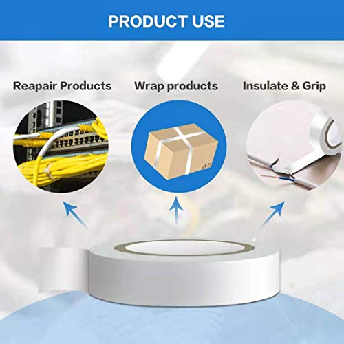 Wapodeai 3PCS White Electrical Tape, Premium White Waterproof Tape, Flame Retardant Indoor Outdoor High Temperature Resistance Electric Tape, 0.62 in X 49 ft - Thumbnail 6