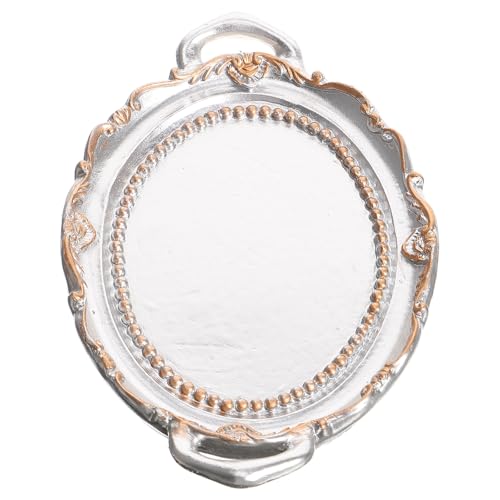 TOYZFRIENDY Bandeja para Joyas de Resina Color Plata Europea, Soporte para Collar y Anillo, Plato Decorativo Multifuncional para Organizar Joyas en Tocador y Baño, Accesorio de Almacenamiento