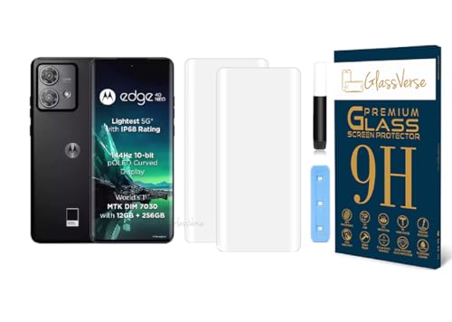Image of GlassVerse Edge 40 Neo UV Tempered Glass Screen Protector. Pack Of 2 | 3D Curved Edge | 9H Hardness | Full UV Glue with UV Light | Anti-Scratch | Case Friendly | HD Clear. (6.55 Inches)