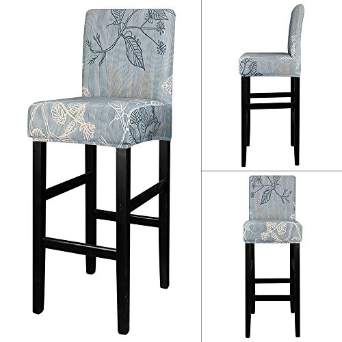 Image of Lellen Bar Stool Chair Covers Set of 4，Jacquard Bar Stool Cover Barstool Covers Slipcovers Stretch Bar Stool Covers with Backs Bar Stool Protector Covers for Kitchen Dining Room Counter Island