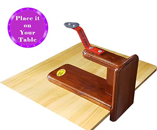 India Polished Teak Wood Table Top Coconut Scraper Grater Movable Chirava #TOP5
