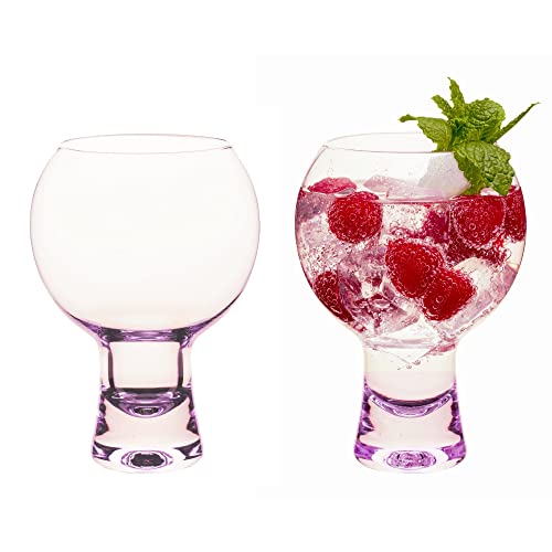 Juego de 2 vasos de cóctel de pecera, el vaso de ginebra para los amantes de la ginebra, bayas moradas, perfectas para mezclar con tónico y hacer cócteles refrescantes Cover