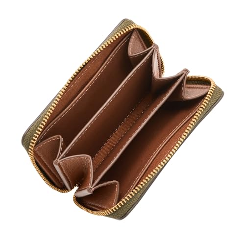 Image of Fossil Women's Logan RFID-Blocking Leather Zip Around Card Case Wallet with Keychain