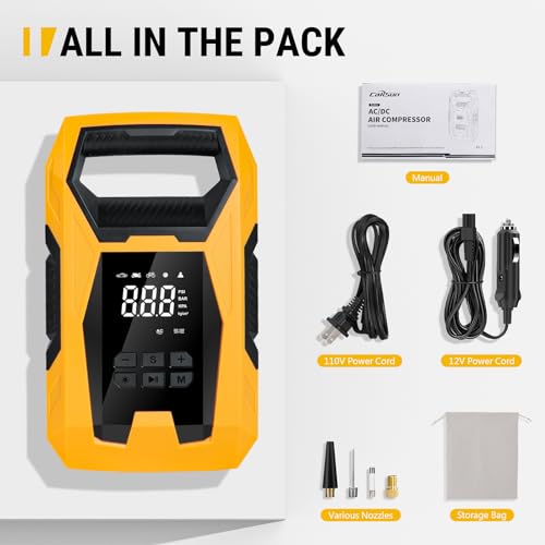 Carsun T2221-Y Ac/Dc Tire Inflator Portable Air Compressor thumb #7