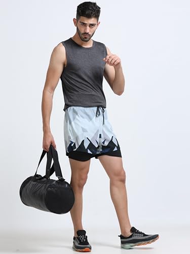 Image of FABSPORTS Men's Quick Dry Swim Shorts /Trunks with Inner Lining | Lightweight 2-in-1 Athletic Shorts for Swimming, Gym & Outdoors | 95% Polyester 5% Spandex, Floral & Geometric Prints