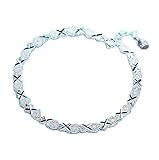 ShZyywrl Armband 925 Sterling Silber X Armbänder Zirkon Cross Charm Armbänder Frauen Paar Armbänder Zubehör Silber 925 Schmuck Armreifen