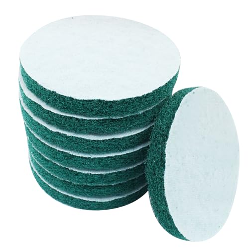 Image of 5 Inch Replacement Scrub Pads, 8 Pack Super Abrasive Green Scrubbing Pads, 180-240 Grit Drill Power Brush, Heavy Duty Cleaning Pads for Kitchen, Bathroom, Carpet, Shower, Tub, Grill, Tile