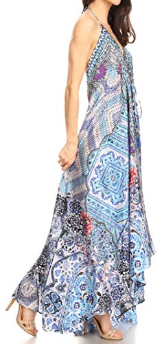 Image of Sakkas Lizi Womens Maxi High-Low Halter Handkerchief Long Dress Beach Party
