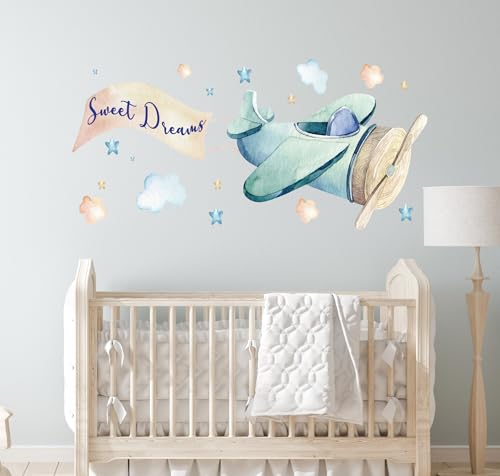Vinilo Decorativo Avión Personalizado para Niños 15x6 in