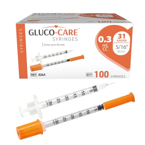 GLUCO-CARE 0.3 ml/cc Syringes 31G x 5/16 (8mm) Orange Cap Box of 100 pcs