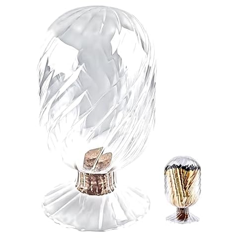 Winecraft Empty 8oz Glass Helix Spiral Cloche Jar | Holds Cotton Swabs, Toothpicks, Etc. | Decorative Upside Down Match Clotch Holder for Candle Display Cover