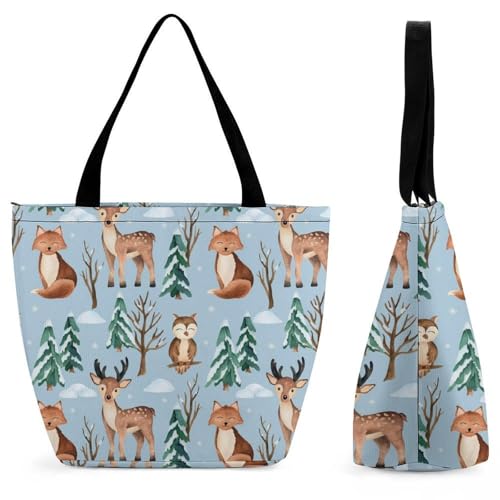 Sac à main pour femme avec motif chouette et renard idéal en voyage