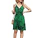 Briskorry Robe florale tabouret femme imprimé feuille léopard col en V sans manches et robe de plage femme été genou longueur 46, b, XL