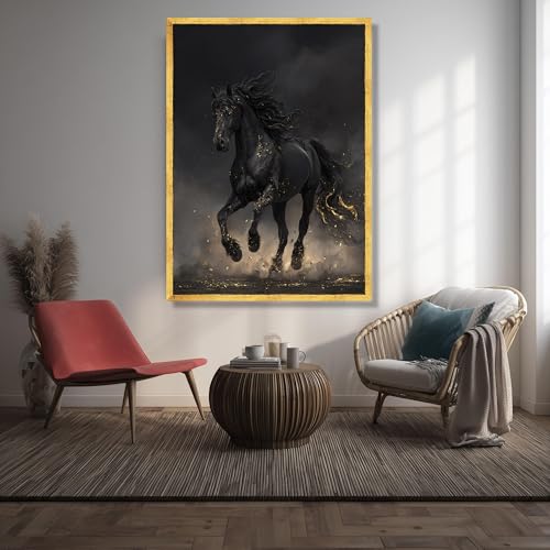 Affiches et impressions abstraites d'animaux avec tableau toile cheval noir 30x40 - 2