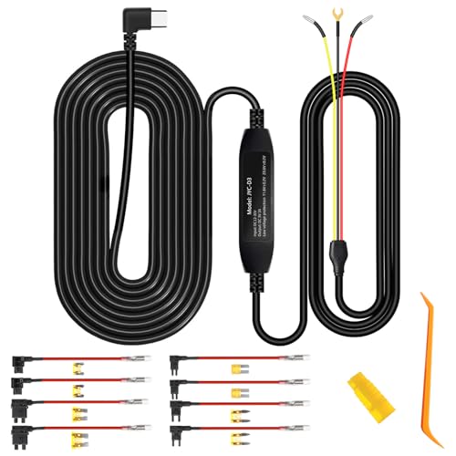Biuone Upgraded Dash Cam Hardwire Kit, Type-C USB 3-Lead Hard Wire Kit 12V-24V to 5V Hardwire Kit...