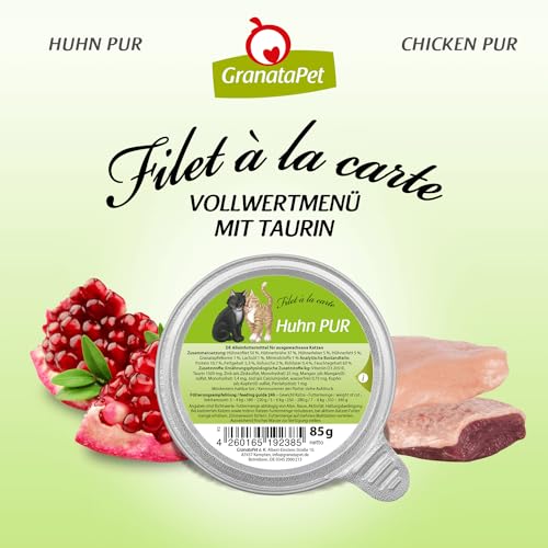 GranataPet Filet à la carte Hühnchen PUR, Nassfutter für Katzen, Filet-Stückchen ohne Getreide, Katzenfutter ohne Zuckerzusatz, hoher Fleischanteil, 6 x 85 g