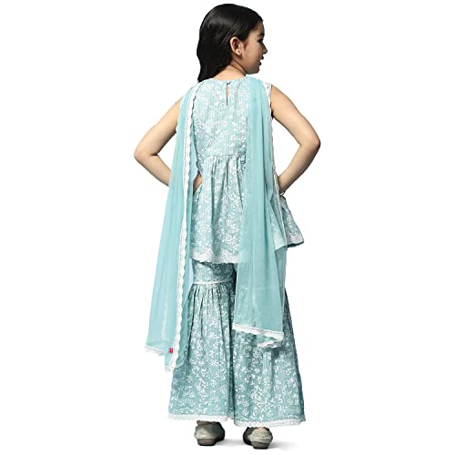 Image of BIBA Girls Cotton Gathered Kurta Garara Suit Set