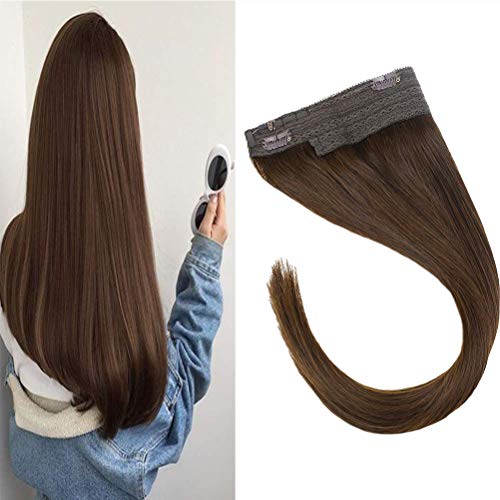 VeSunny 12inch Mircale Wire Hair Extension Color #4 Dark Brown Halo Extensions Human Hair Brown 12" Width 80g/Set