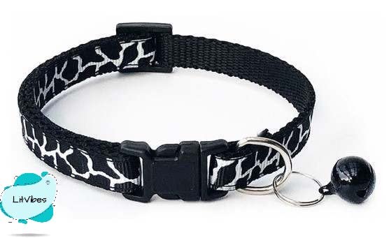 Image of Cat Collars Breakaway with Bell & Ribbed Design,Kitten & Small Dogs Soft Adjustable,Safe,Solid & Protection for Cats & Puppies,Cute Kitty Neckband with Unique Design-(Black)