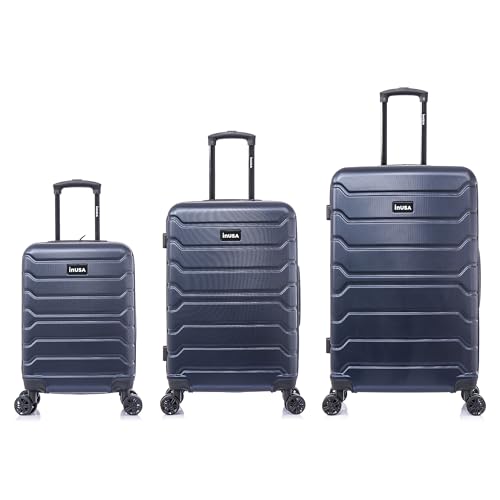 Image of InUSA TREND Luggage with Spinner Wheels | Durable Lightweight Hardshell SuitcaseTravel sets with Handle and Trolley | (20in 24in 28in) 3 Piece Set | Blue