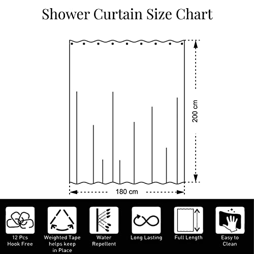Image of Sassoon Occean Gradient Polyester Washable 1 Piece Printed Bathroom Shower Curtain with Hooks - 6.5ft
