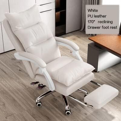 TBGTBS Pink Workplace Gaming Chair with Footrest Ergonomic Residence Chair Adjustable Swivel Real Leather-based Excessive Again Laptop Rolling Chair midcentury Trendy Accent Chair (Shade : White PU Footrest)