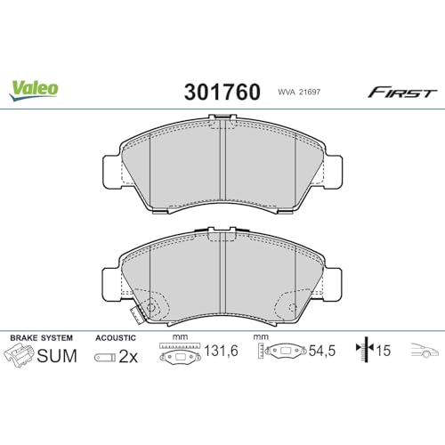 Frein à disque Valeo 301760 : garnitures haute friction pour un freinage Honda Civic stable