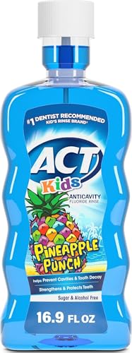 Image of ACT Kids Anticavity Fluoride Rinse Pineapple Punch 16.9 fl. oz. Accurate Dosing Cup, Alcohol Free