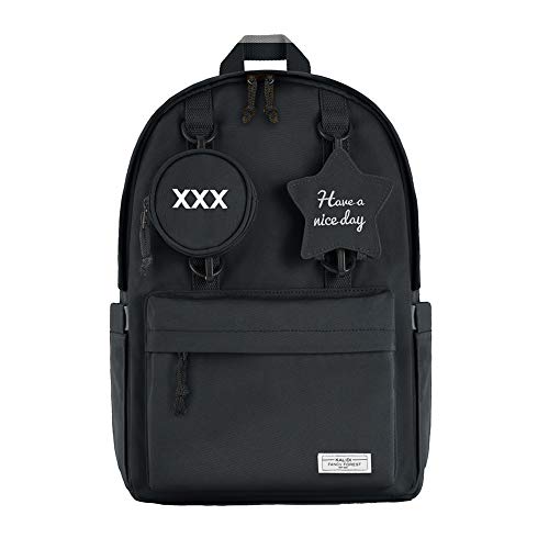 KALIDI Rucksack,Schulrucksack Junge Mädchen Kind Teenager Schüler Tagesrucksack Daypack Sport Schulranzen Schultaschen mit Geldbörse für Schule Outdoor (Schwarz) Cover
