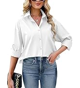 Lishang Bluse Damen Elegant Langarm Lässige Hemd V-Ausschnitt Arbeit Oberteile mit Knöpfen Casual...