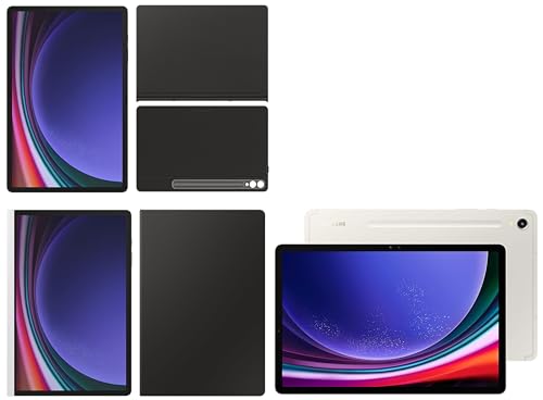Image of Samsung Galaxy Tab S9+ RAM 12 GB, ROM 256 GB, Wi-Fi + 5G Tablet, Beige with S9 Plus Screen Protector & S9 Plus Book Keyboard, Black & S9 Plus Notepaper Screen, White & S9 Plus Book Cover, Black