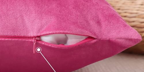 Image of HIMS Velvet Sofa Pillow Cover Set of 2, Luxury Cushion Cover 24 inch x 24 inch for Decorative Living Room Sofa Bedroom Car (24x24 Inch, Pink)